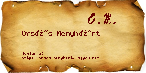 Orsós Menyhért névjegykártya